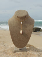 Brown Cowrie Shell Lariat Necklace