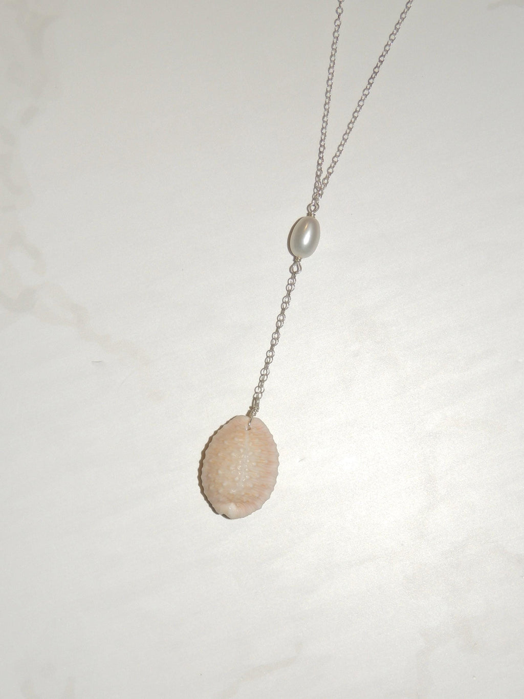 Granulated Cowrie Shell Lariat Necklace