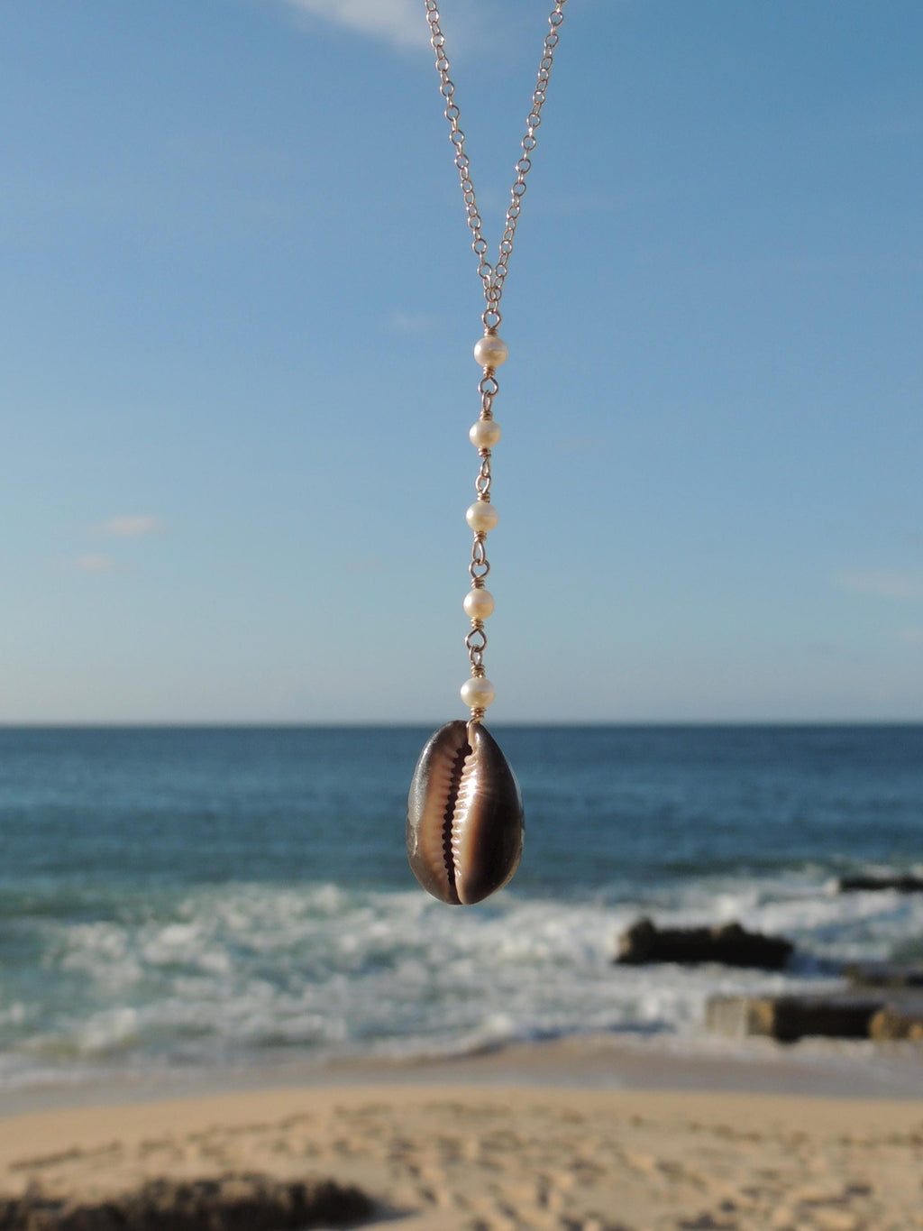 Cowrie Shell Lariat Necklace