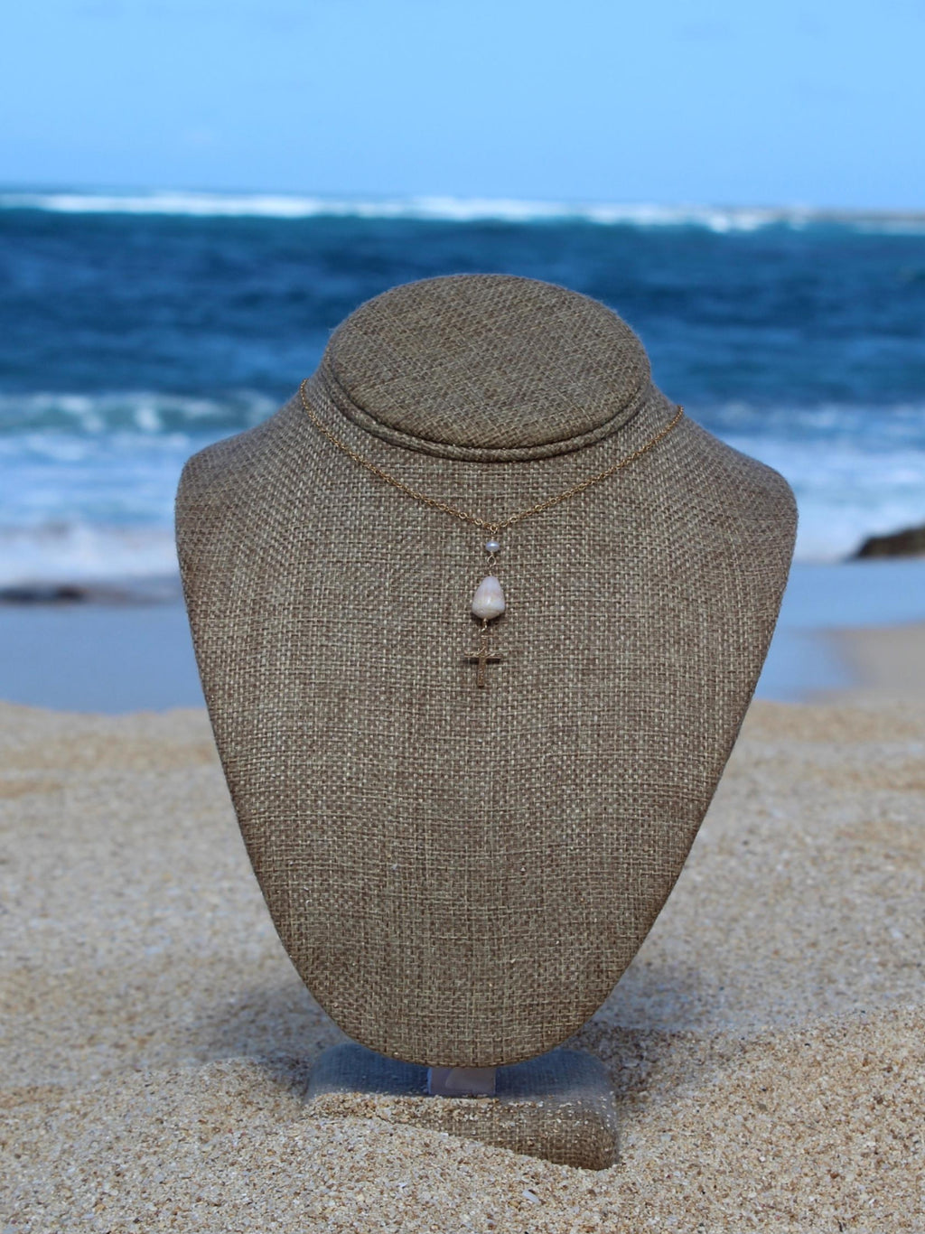 Cone Shell / Cross Charm Necklace