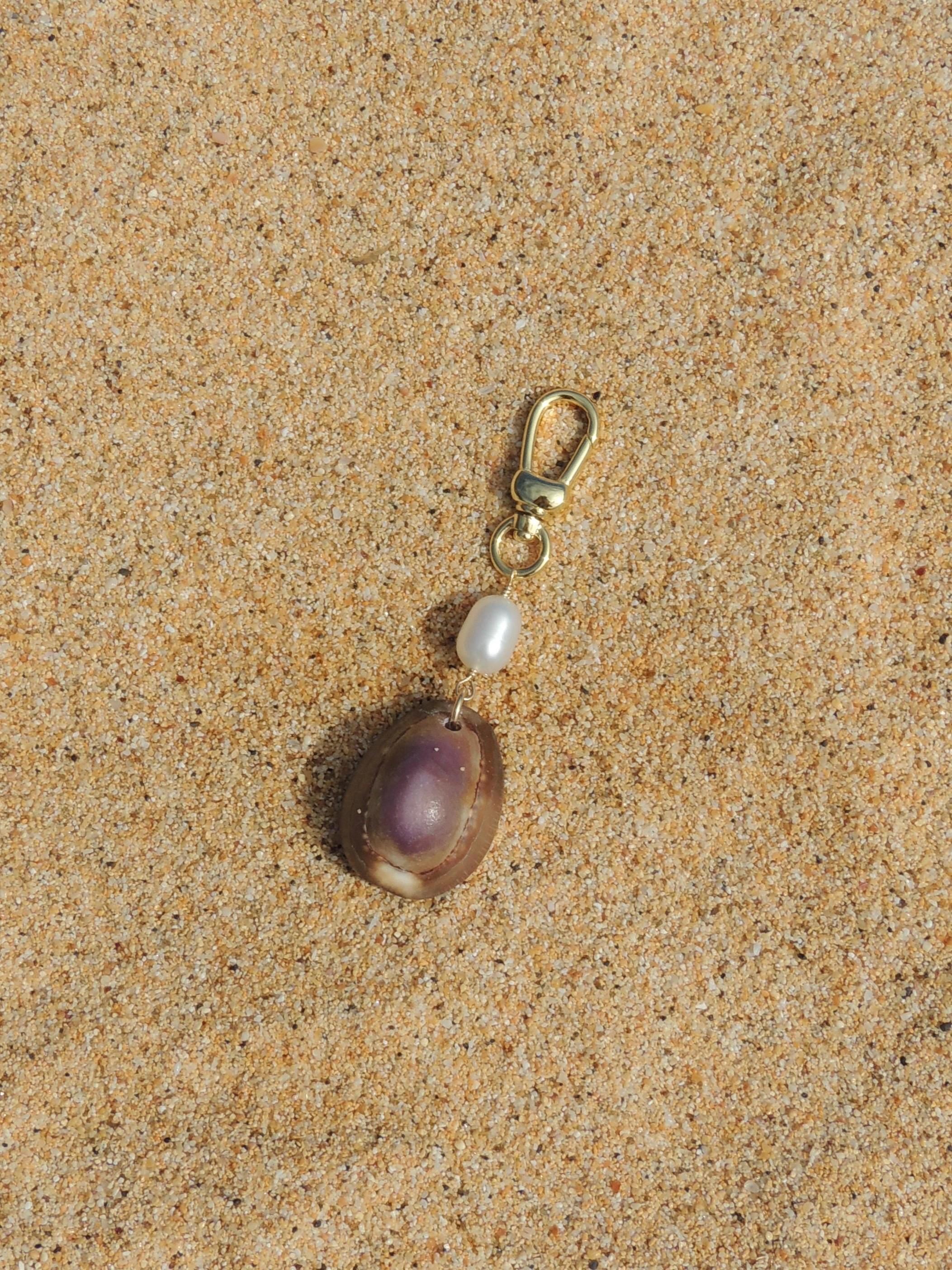 Brown Cowrie Shell Keychain