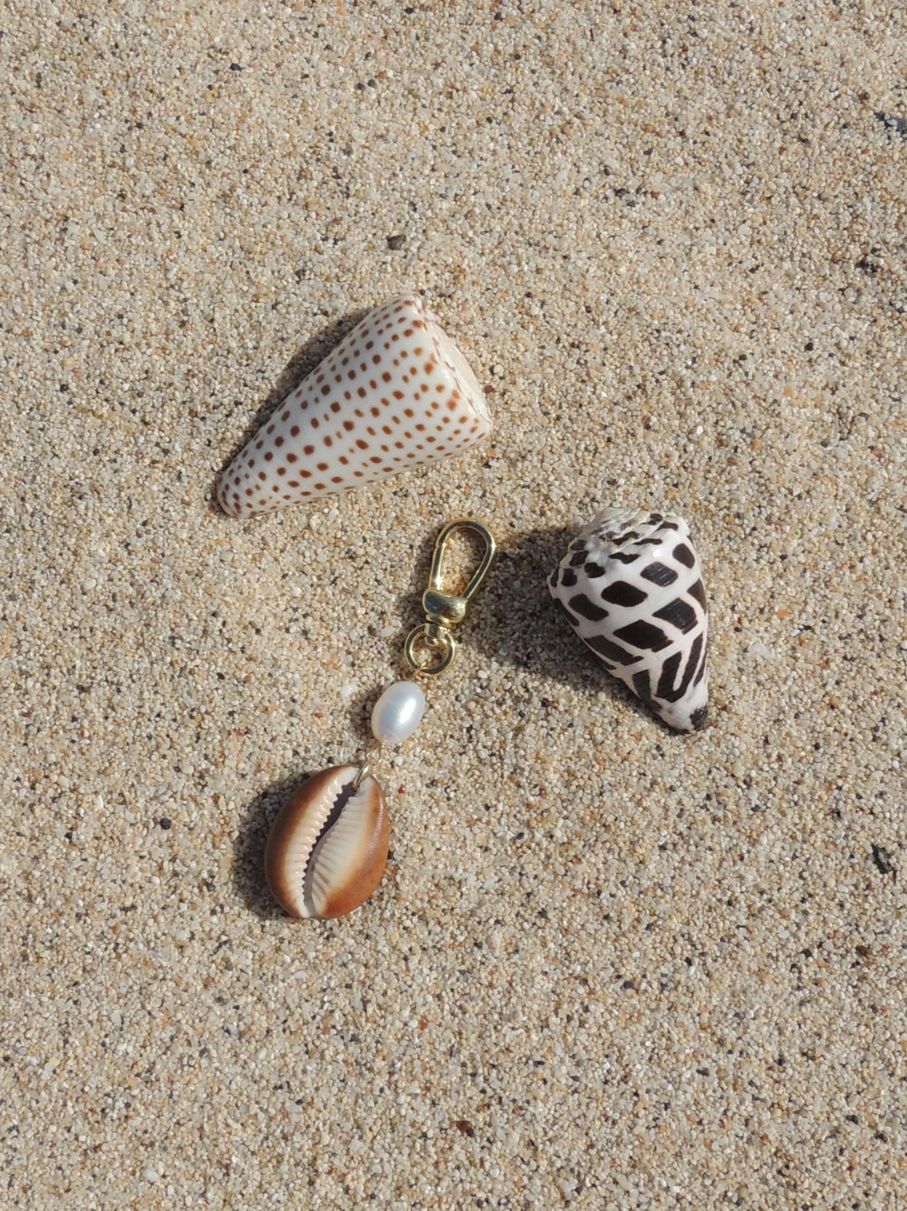 Brown Cowrie Shell Keychain