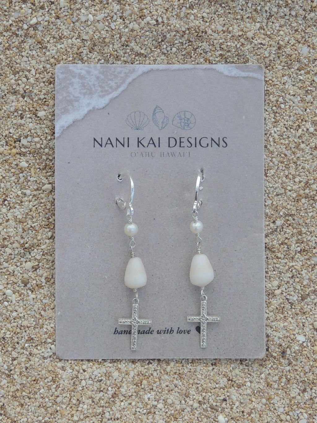 Cone Shell / Cross Charm Huggies