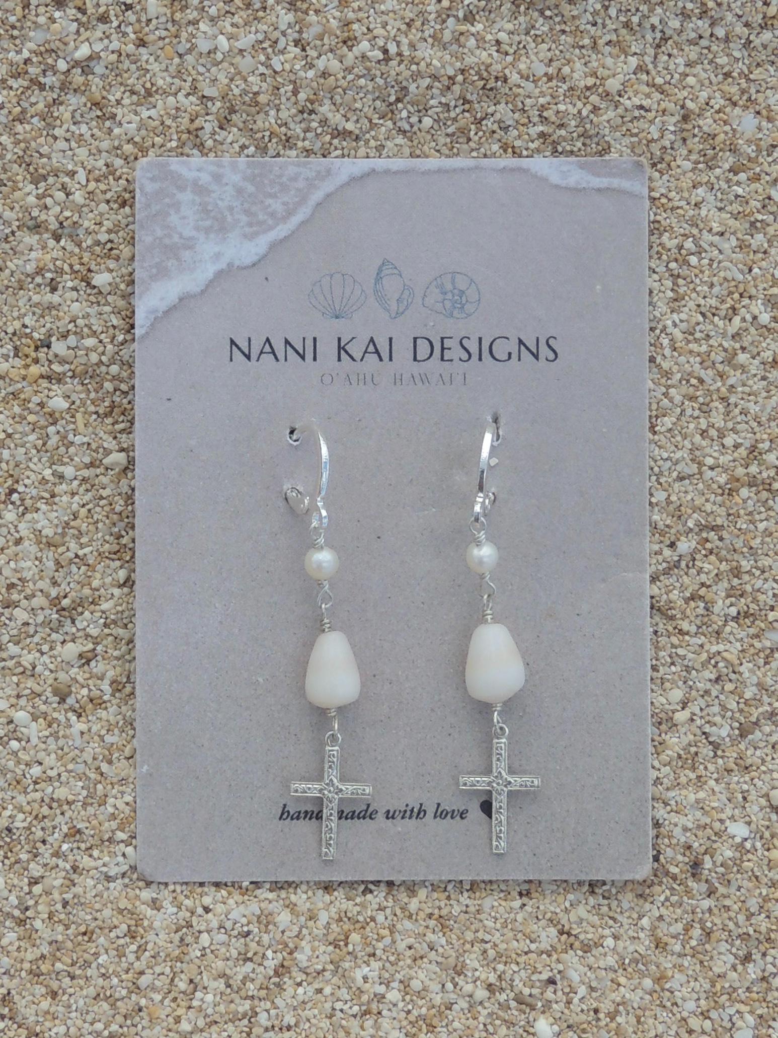 Cone Shell / Cross Charm Huggies