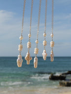Puka Shell / Pearl Cross Necklace