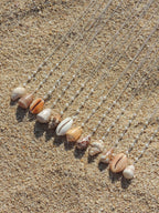 Honey Cowrie Shell Lariat Necklace