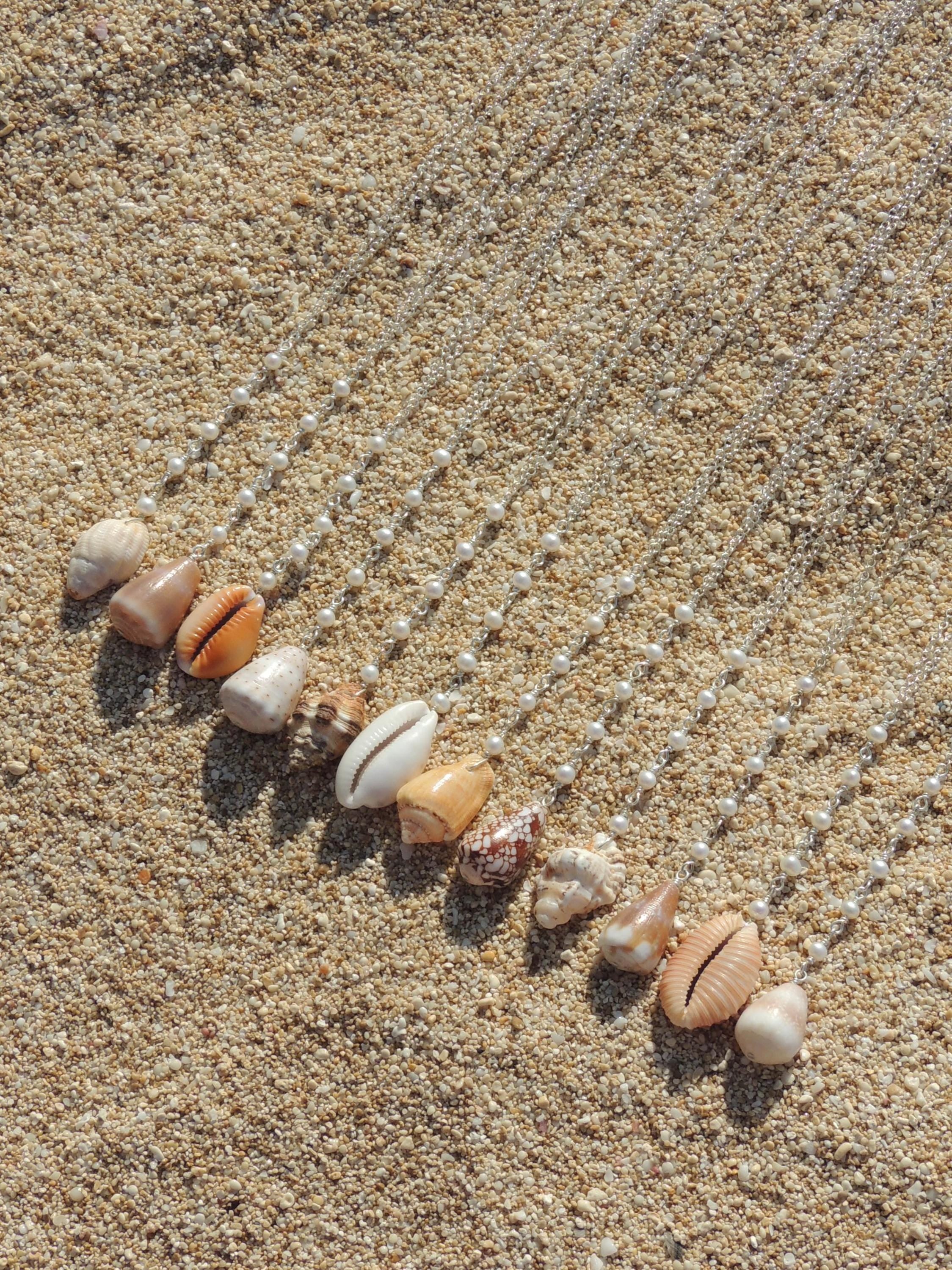 Honey Cowrie Shell Lariat Necklace