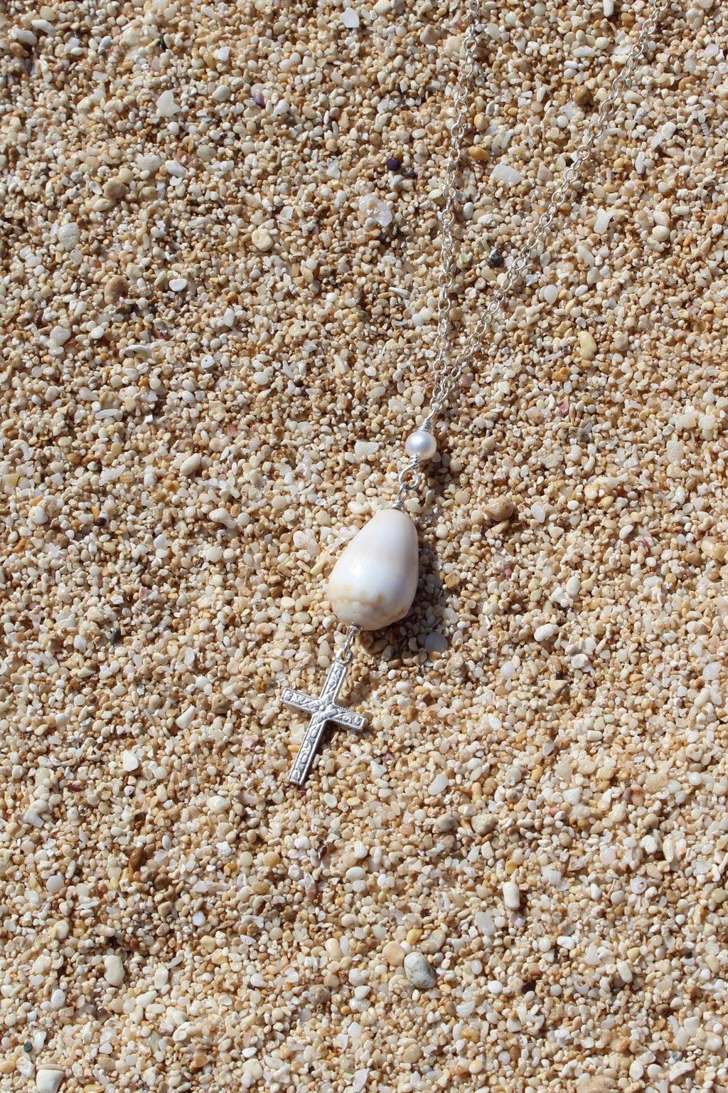Cone Shell / Cross Charm Necklace