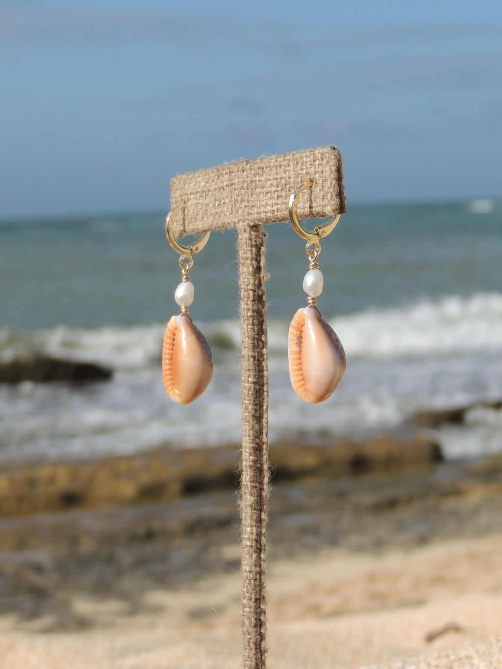 Honey Cowrie Shell Huggies