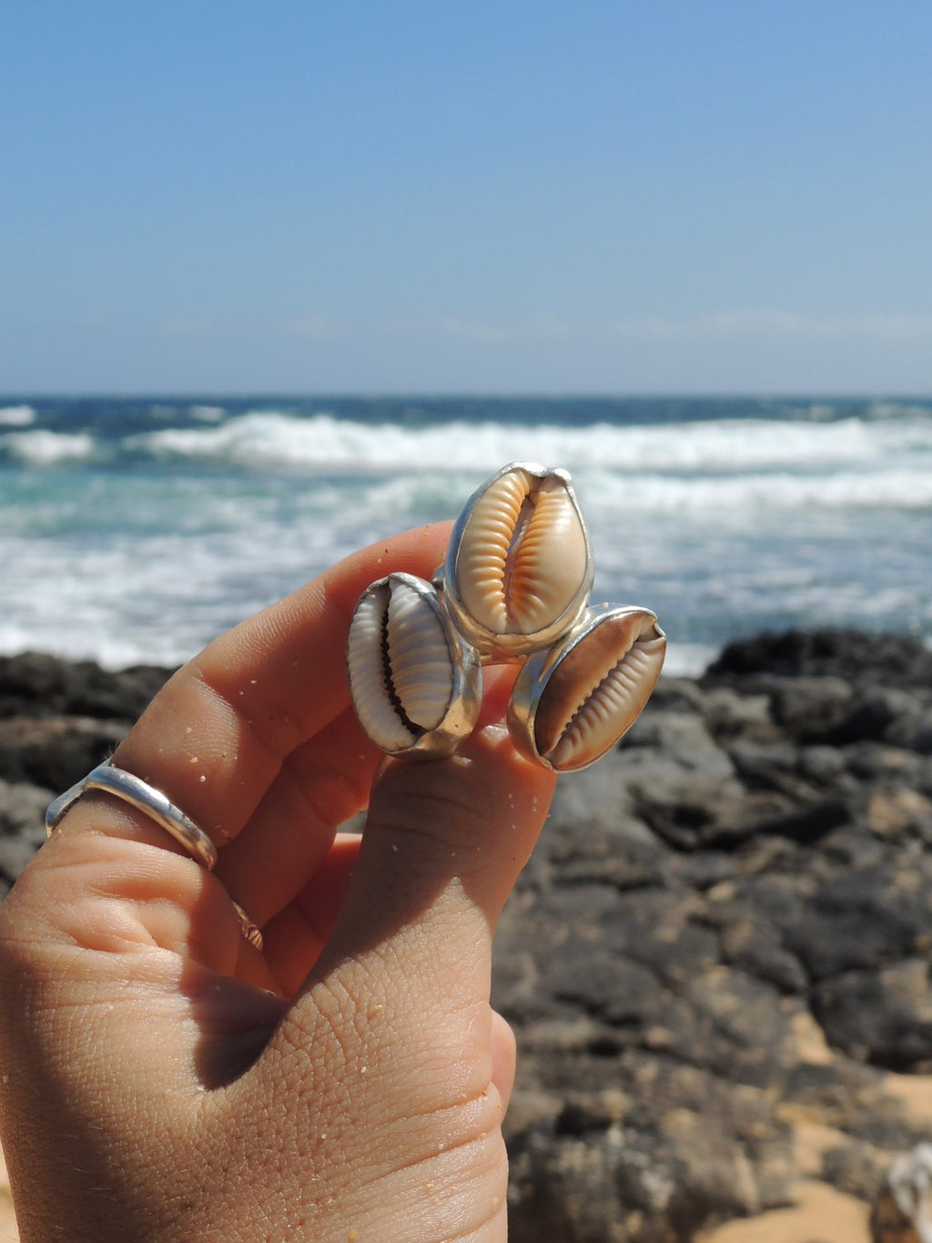Honey Cowrie Shell Ring (7.5)