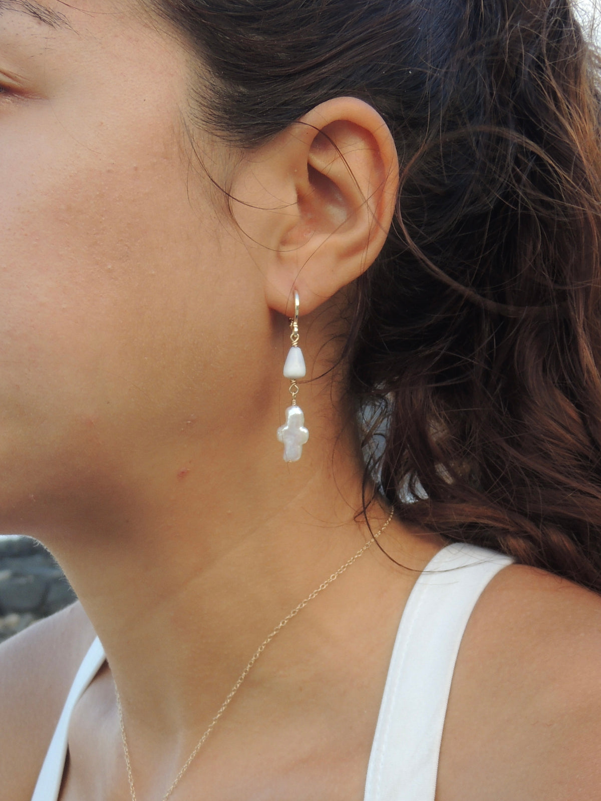 Cone Shell / Pearl Cross Huggies