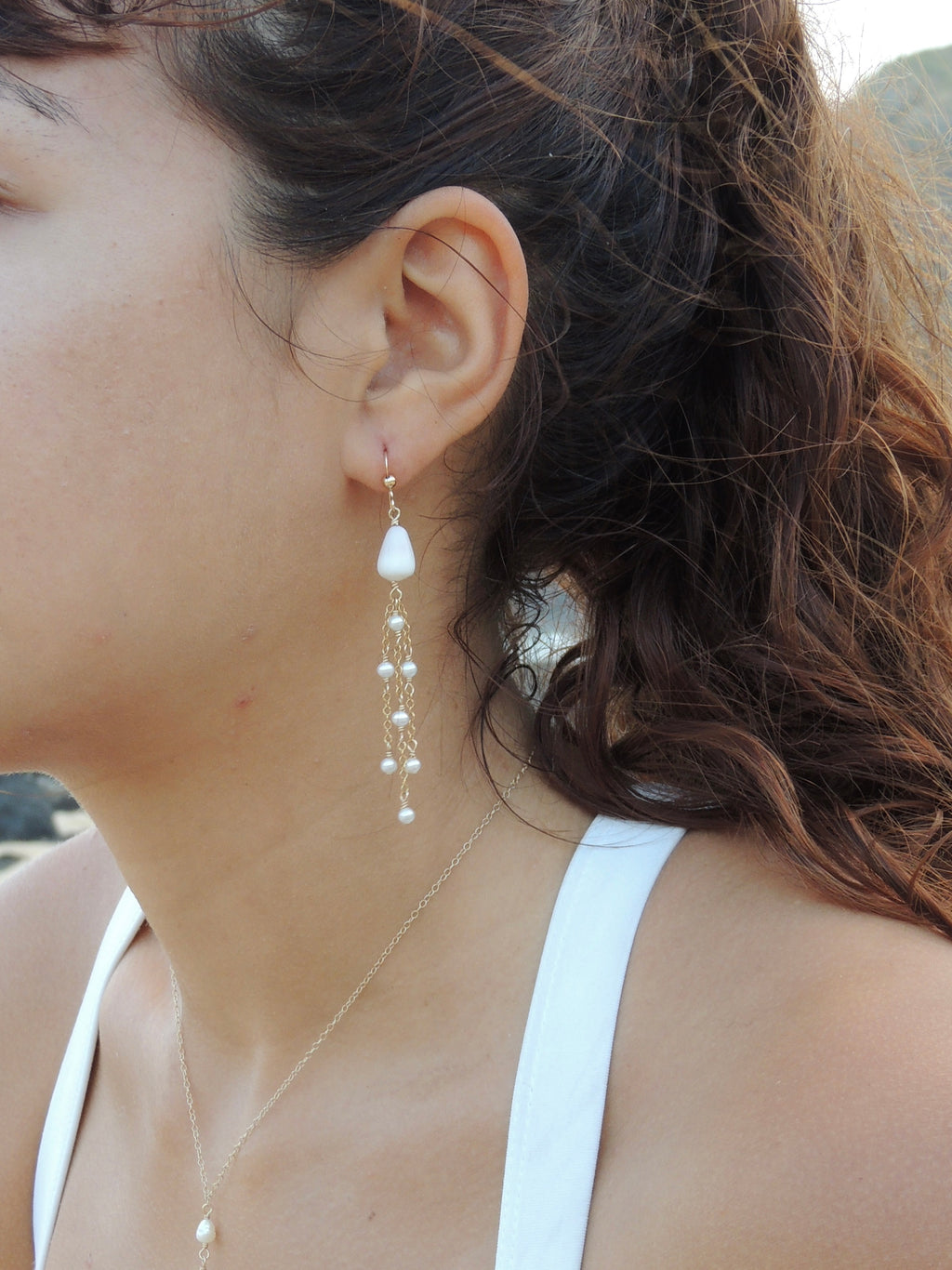 Cone Shell Chain Earrings