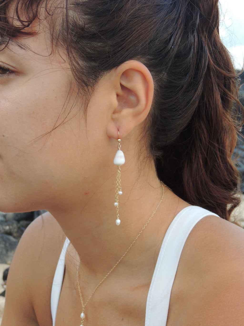 Cone Shell Chain Earrings