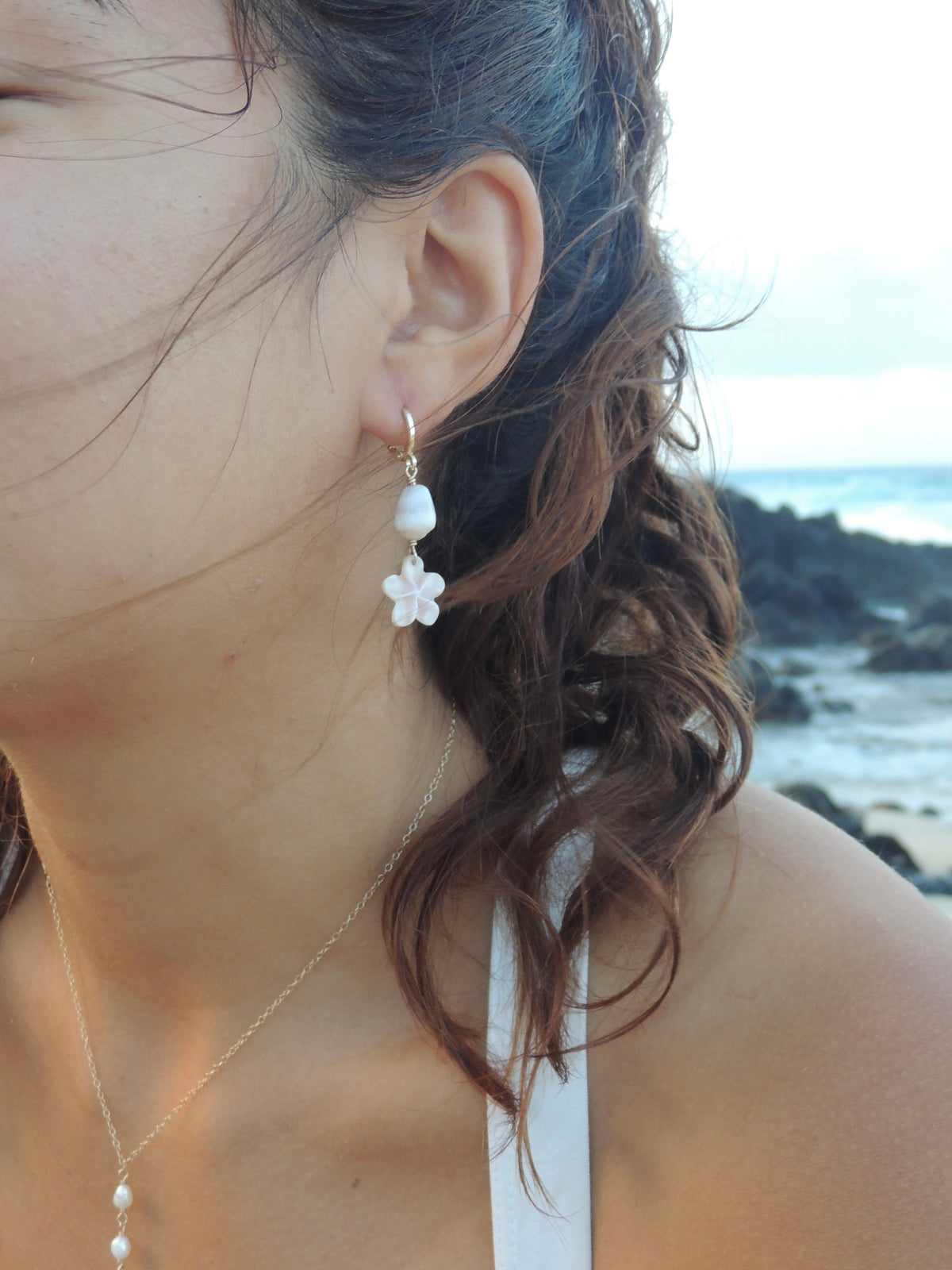 Cone Shell / Flower Charm Huggies
