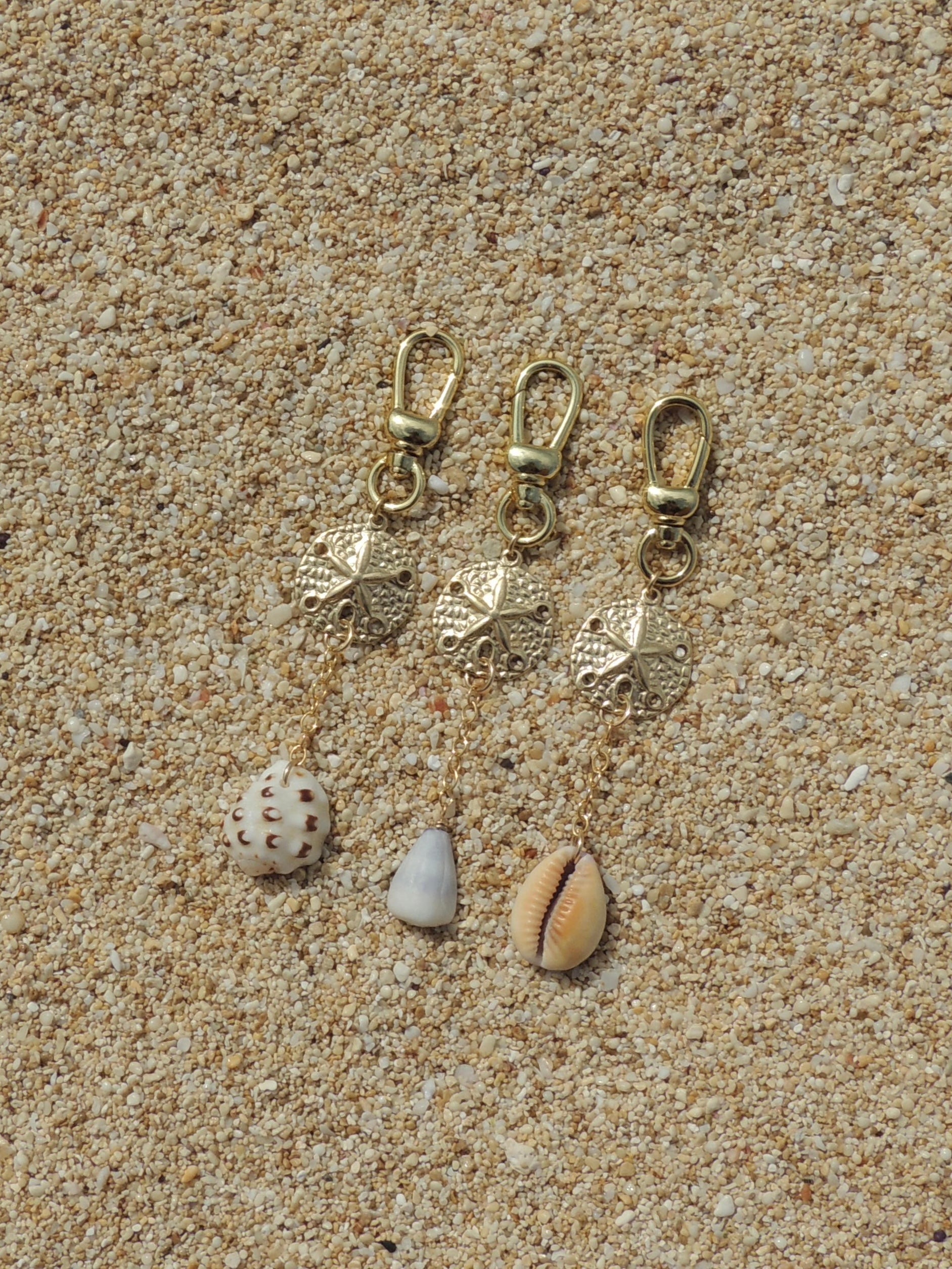 Honey Cowrie Shell Keychain