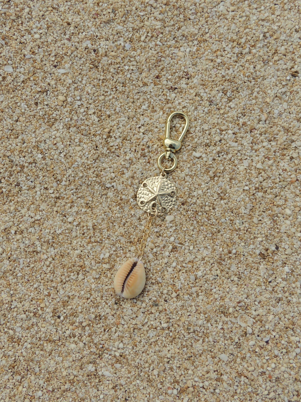 Honey Cowrie Shell Keychain
