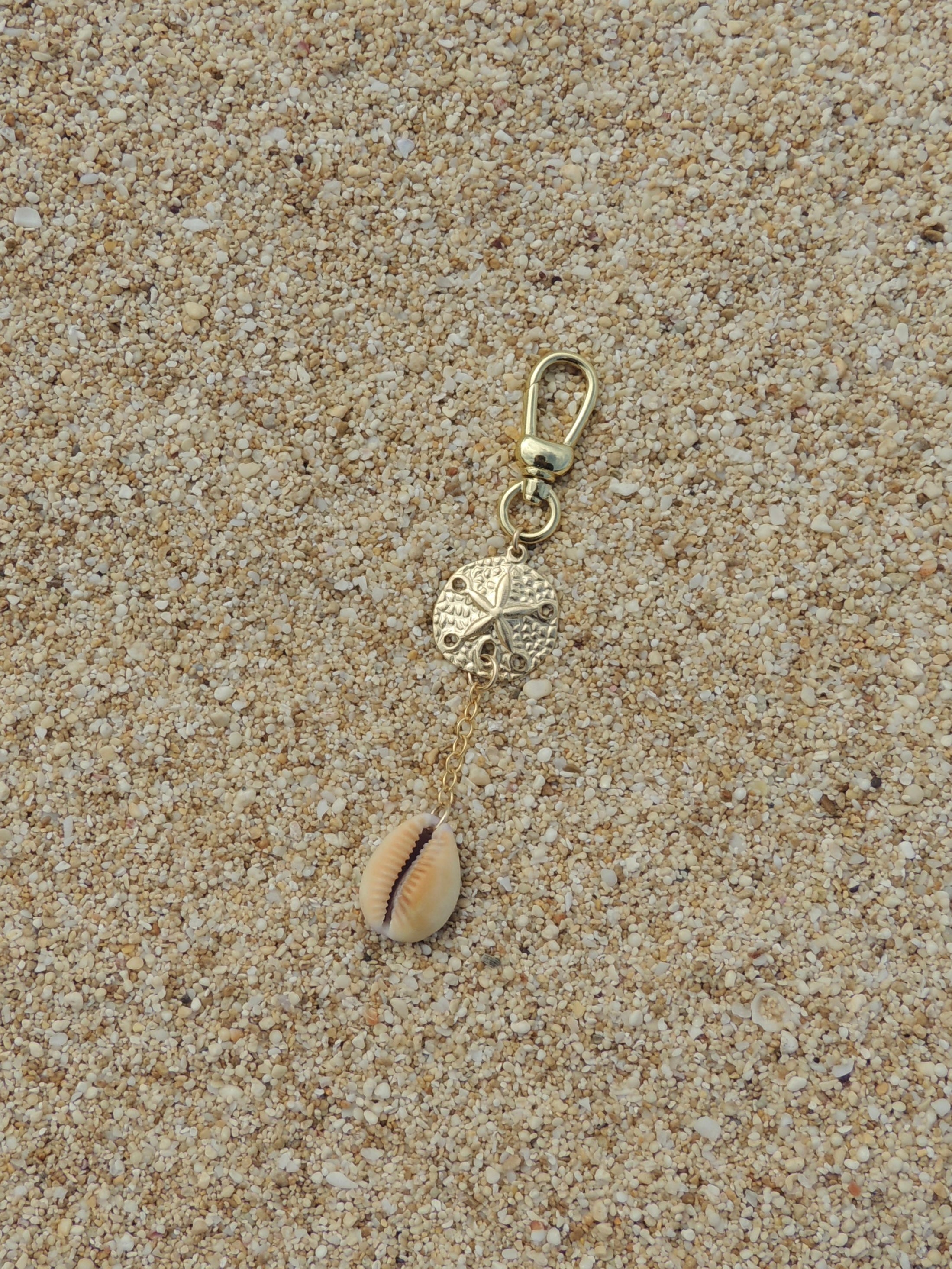 Honey Cowrie Shell Keychain