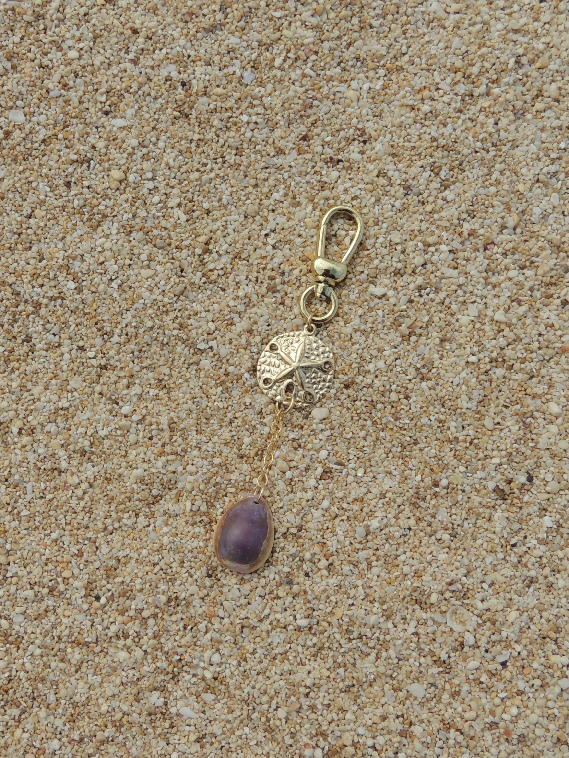 Honey Cowrie Shell Keychain