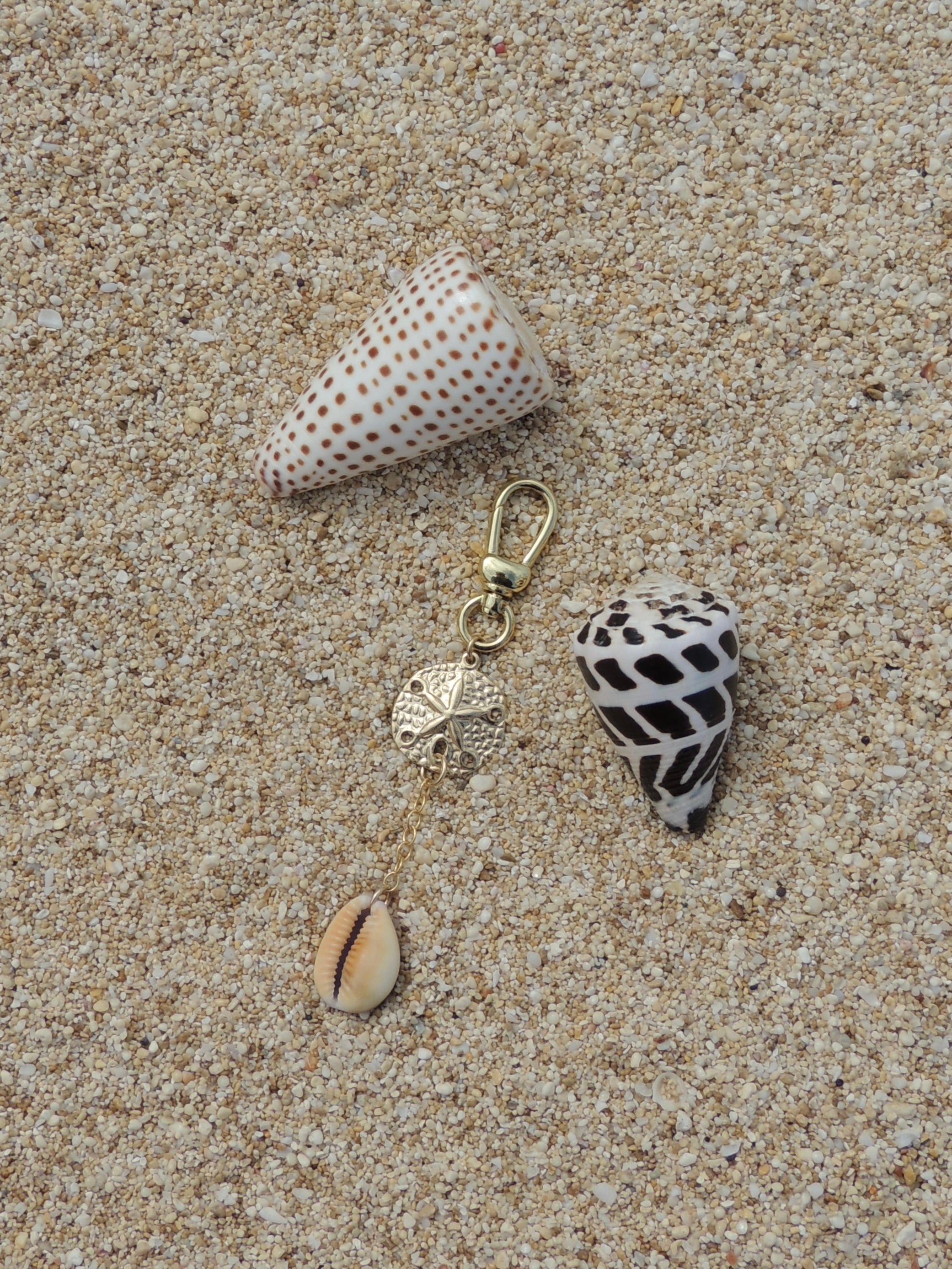 Honey Cowrie Shell Keychain
