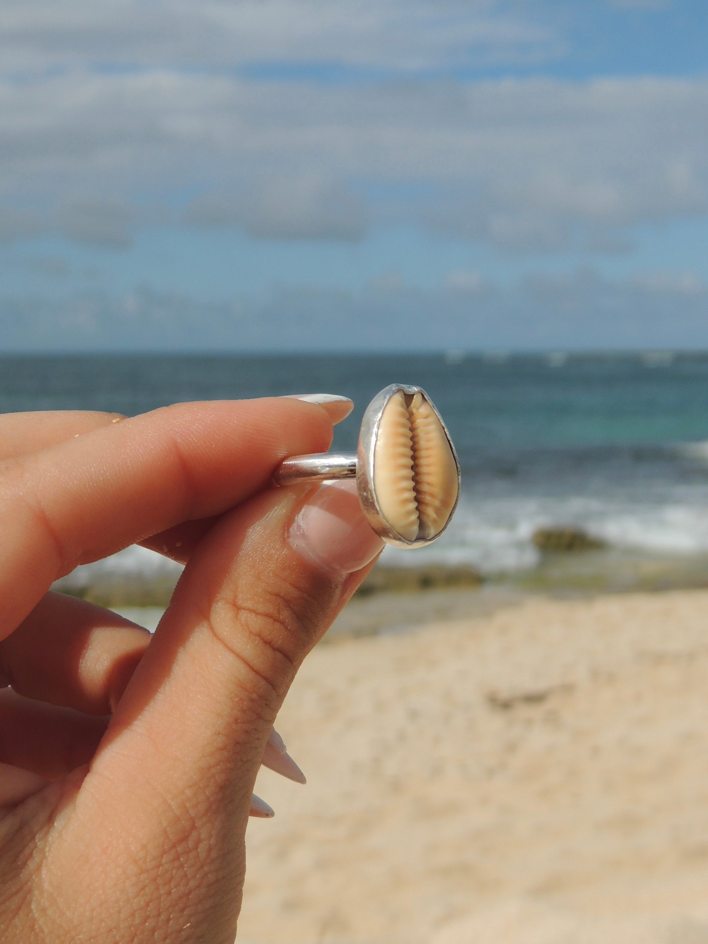 Honey Cowrie Shell Ring (7.5)