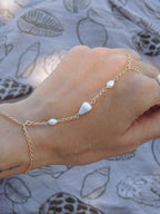 Cone Shell Handchain / White Pearls