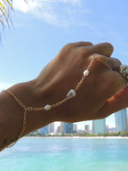 Cone Shell Handchain / White Pearls