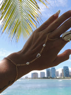 Cone Shell Handchain / White Pearls