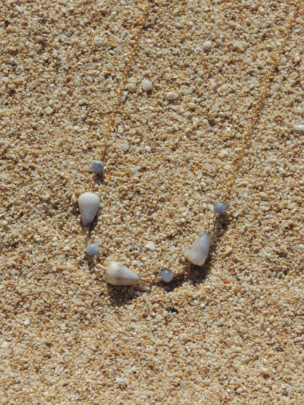 Cone Shell Choker / Blue Beads