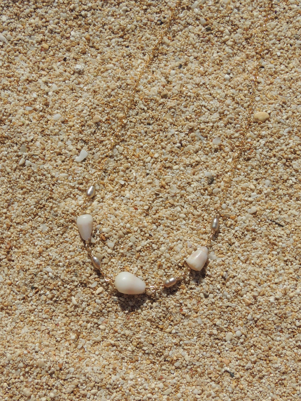 Cone Shell Choker / Gold Pearls