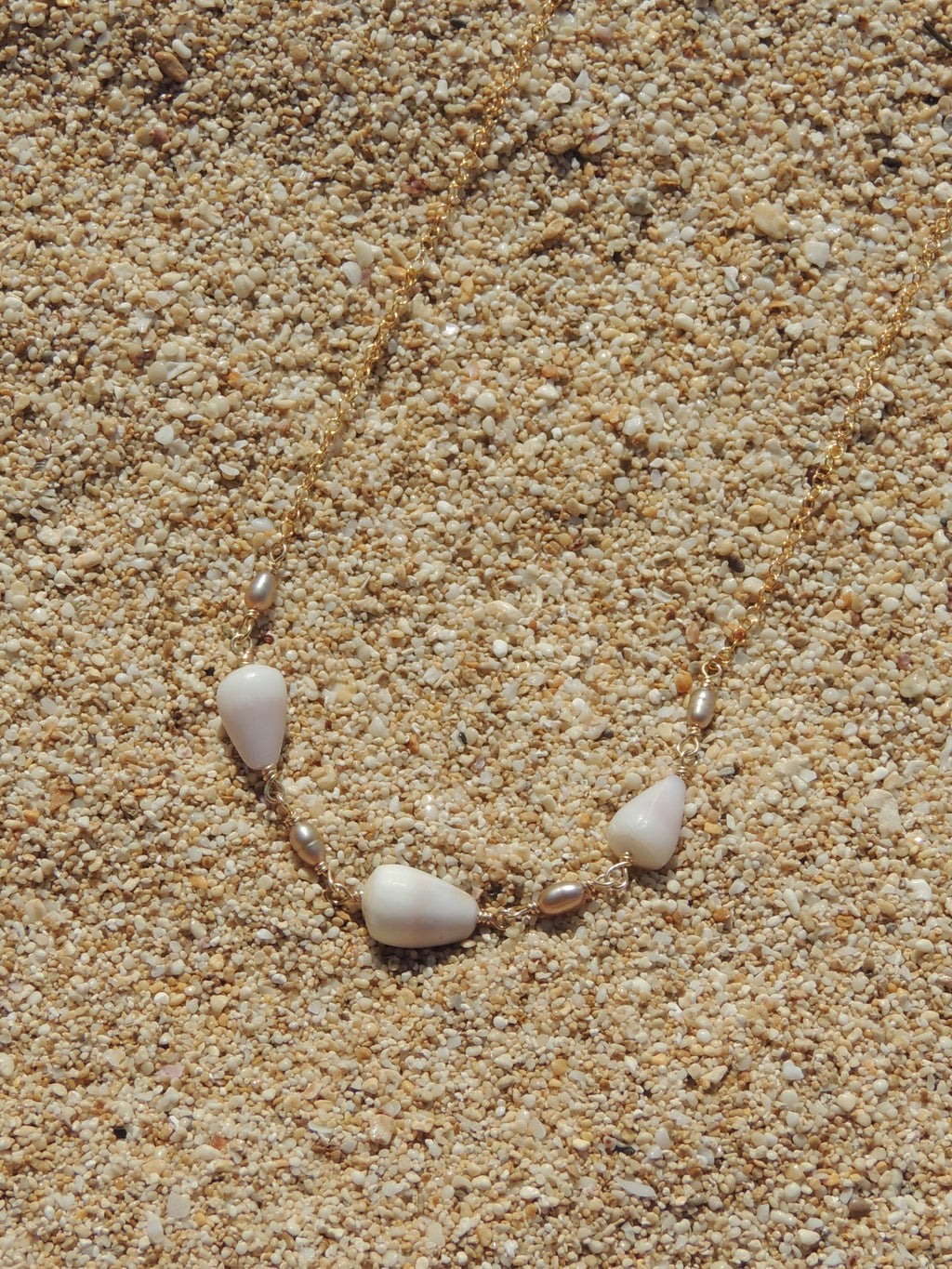 Cone Shell Choker / Gold Pearls