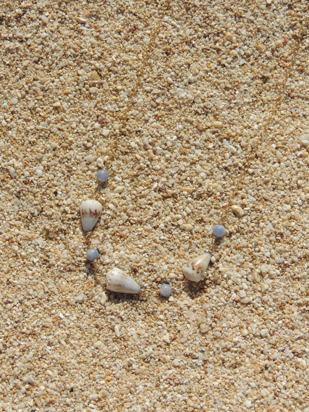 Cone Shell Choker / Blue Beads