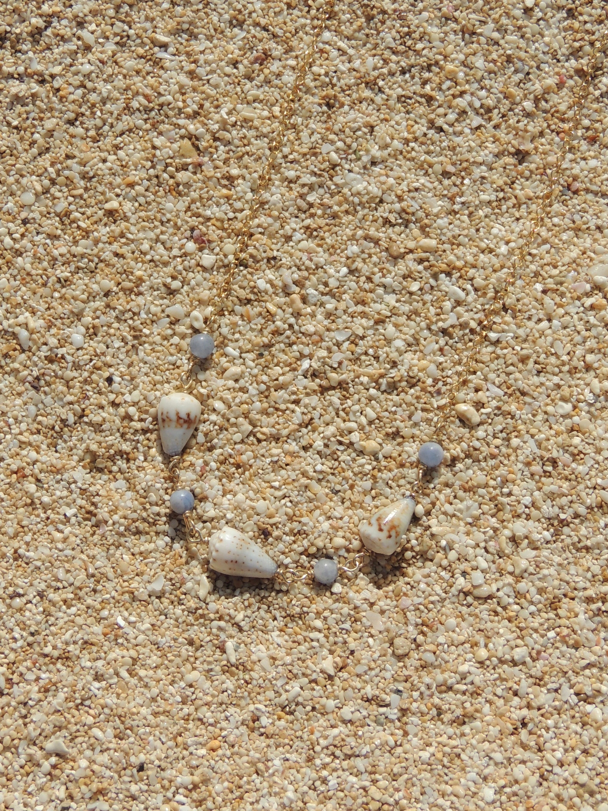 Cone Shell Choker / Blue Beads