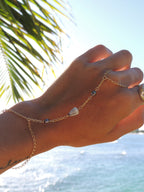 Cone Shell Handchain / Black Pearls