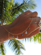 Cone Shell Handchain / Black Pearls