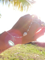 Cone Shell Handchain / White Pearls