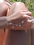 Cone Shell Handchain / White Pearls