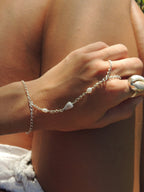 Cone Shell Handchain / White Pearls