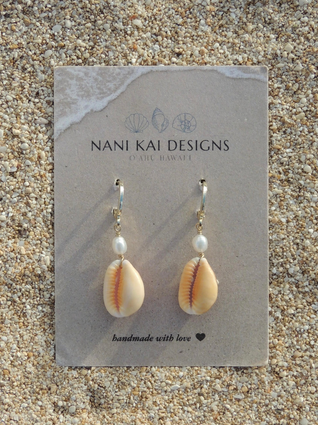 Honey Cowrie Shell Huggies