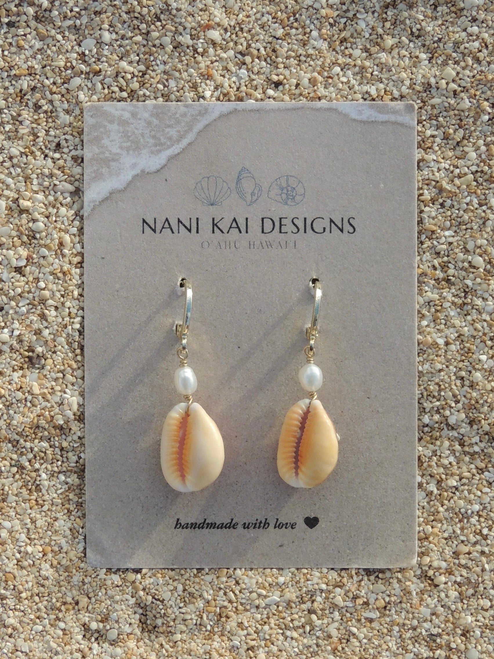 Honey Cowrie Shell Huggies
