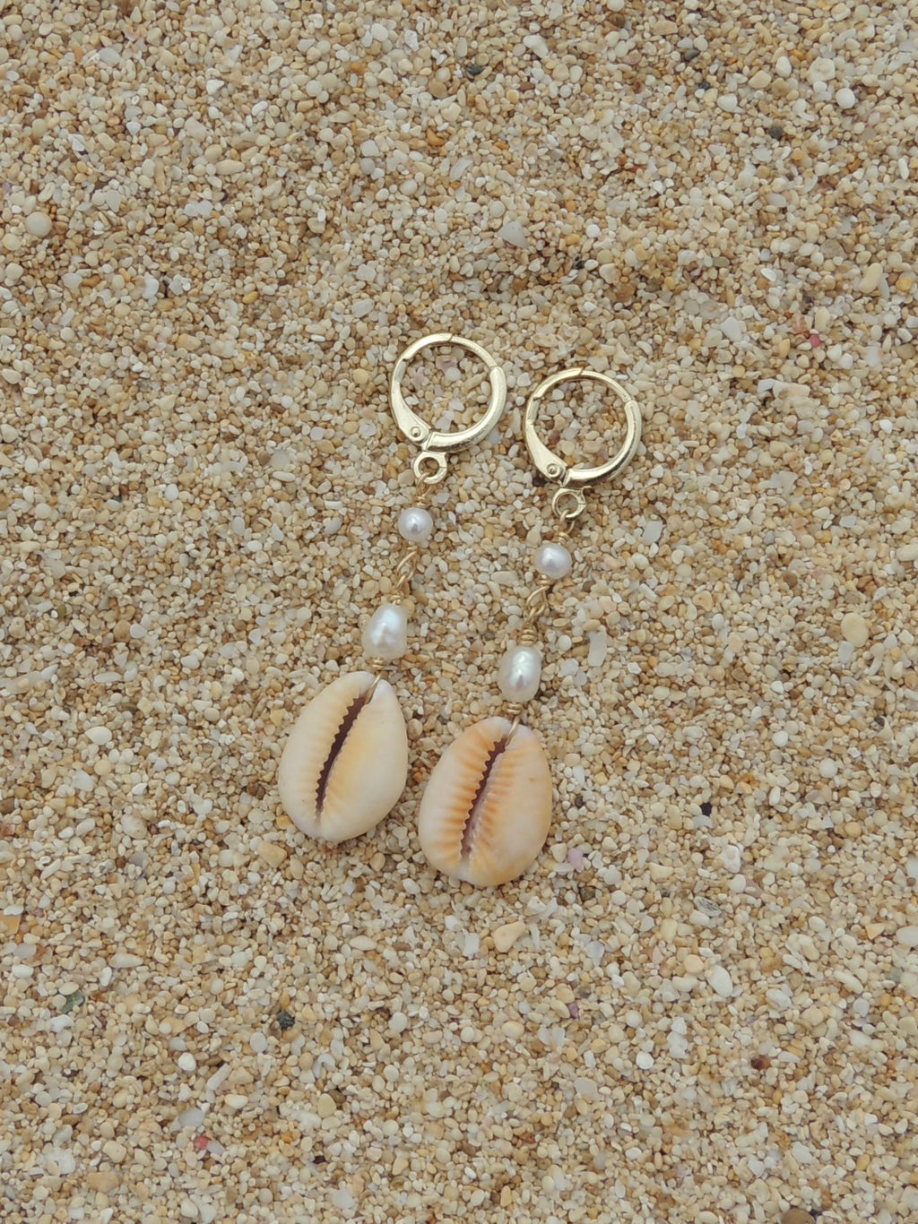 Honey Cowrie Shell Huggies