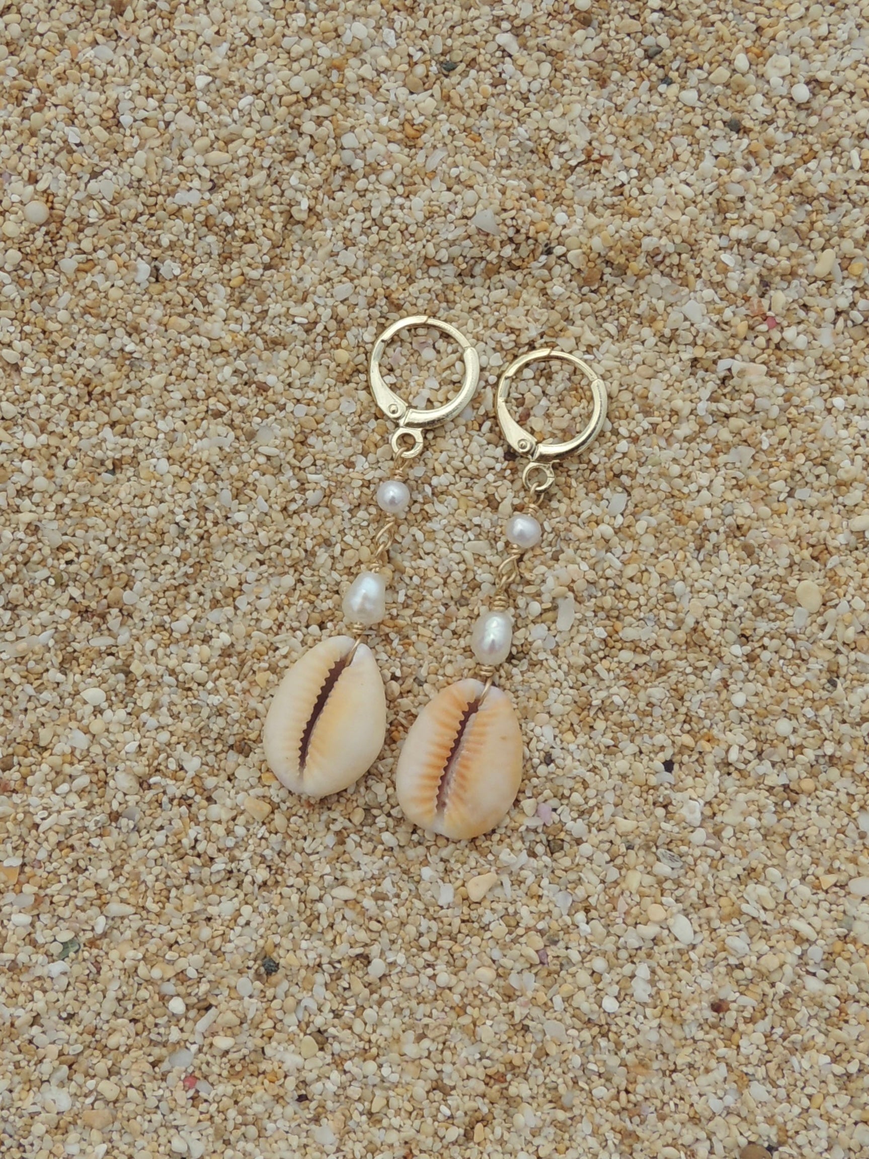 Honey Cowrie Shell Huggies