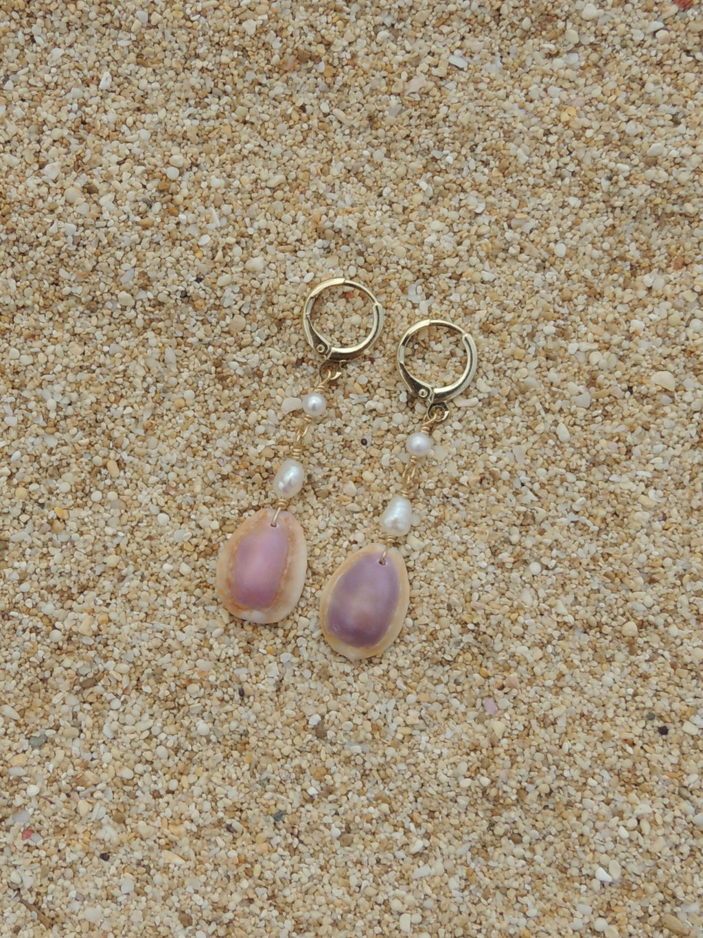 Honey Cowrie Shell Huggies