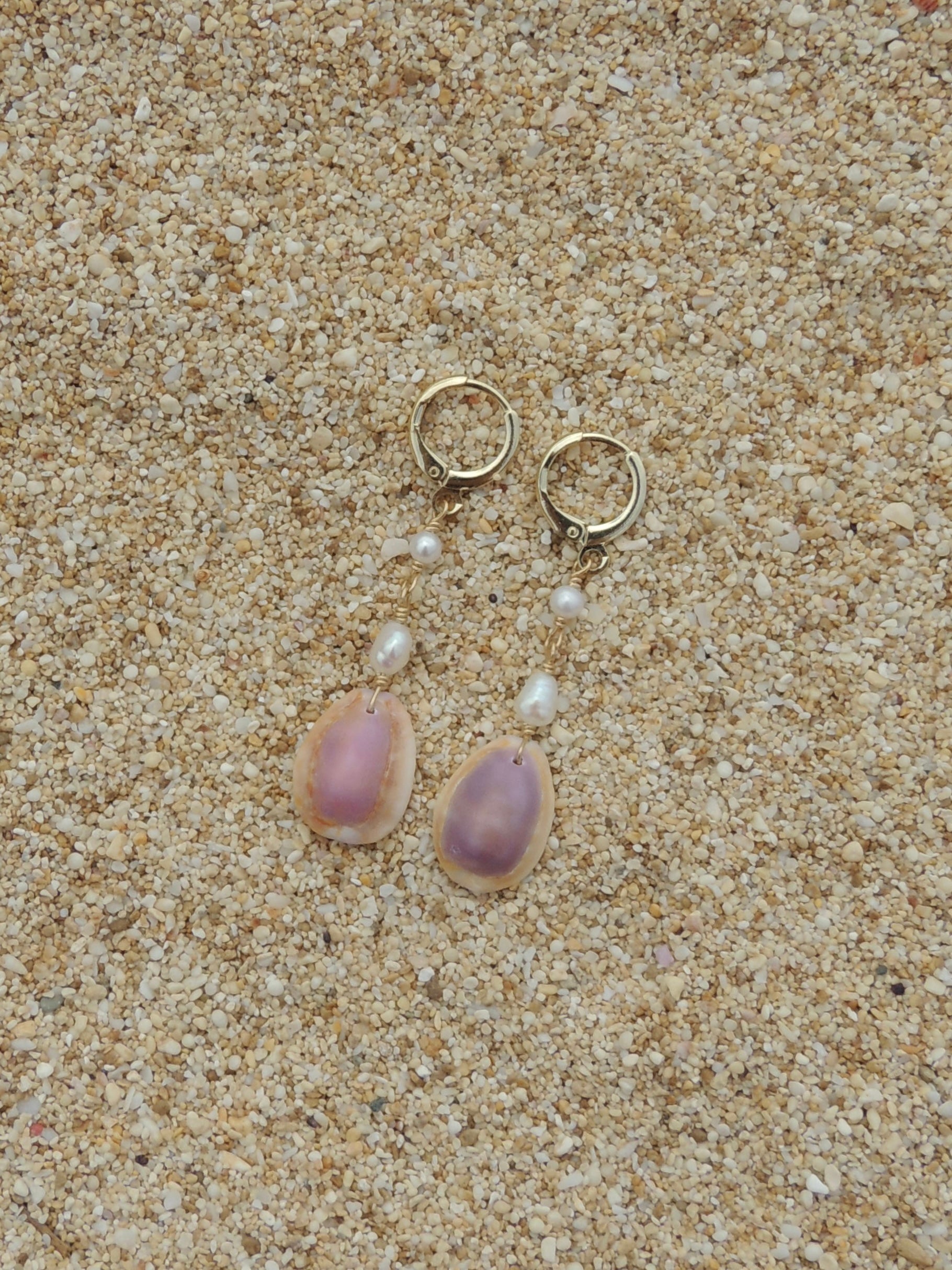 Honey Cowrie Shell Huggies