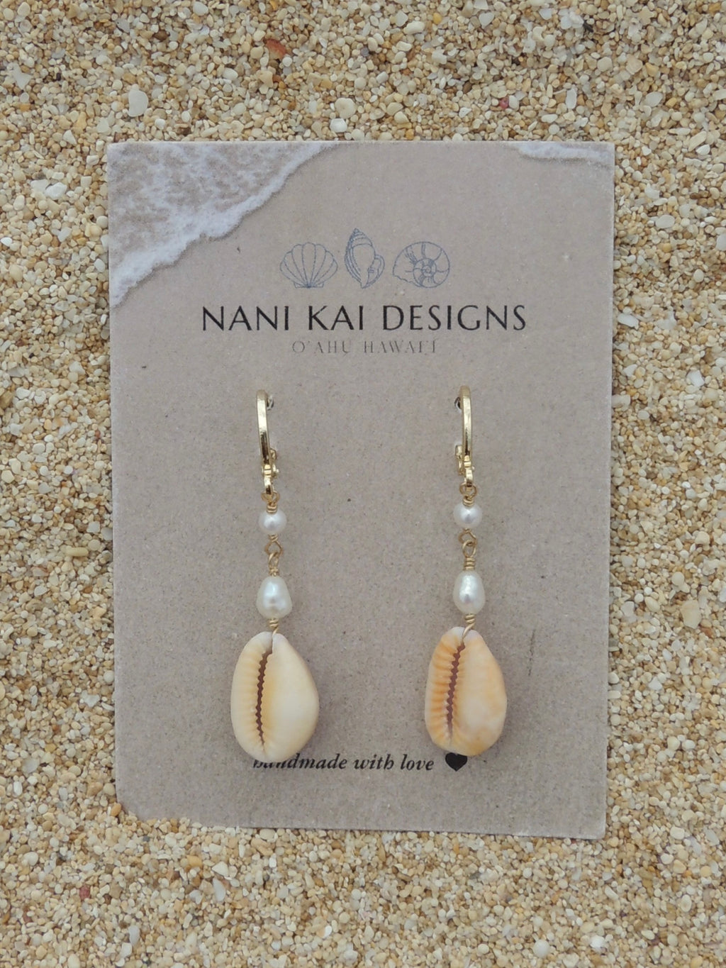 Honey Cowrie Shell Huggies