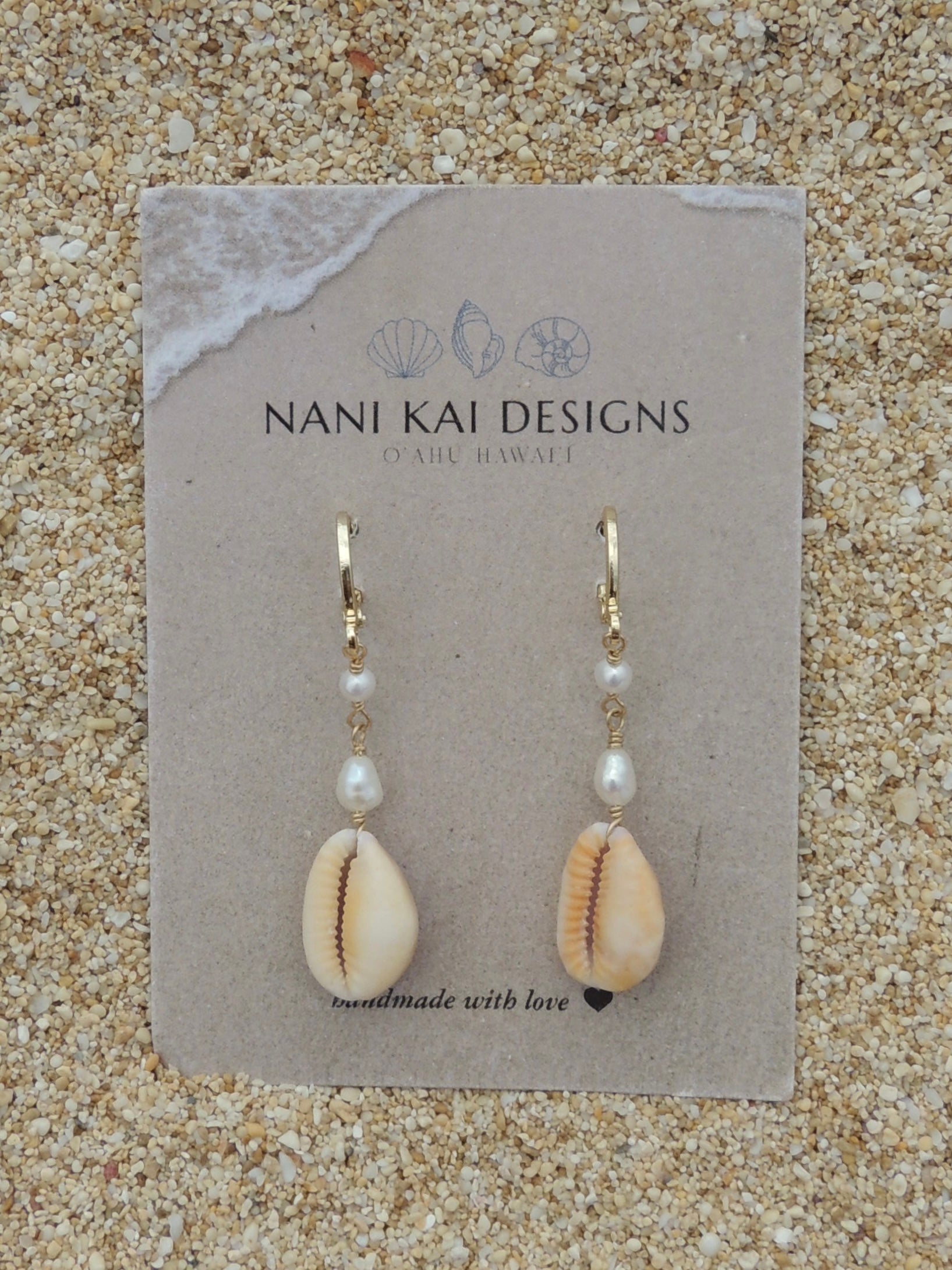 Honey Cowrie Shell Huggies