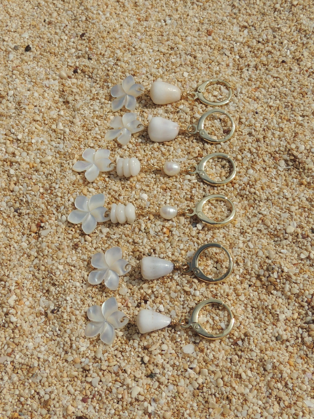 Cone Shell / Plumeria Charm Huggies