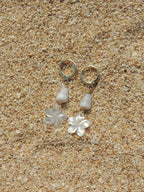 Cone Shell / Plumeria Charm Huggies