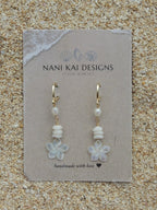 Puka Shell / Plumeria Charm Huggies