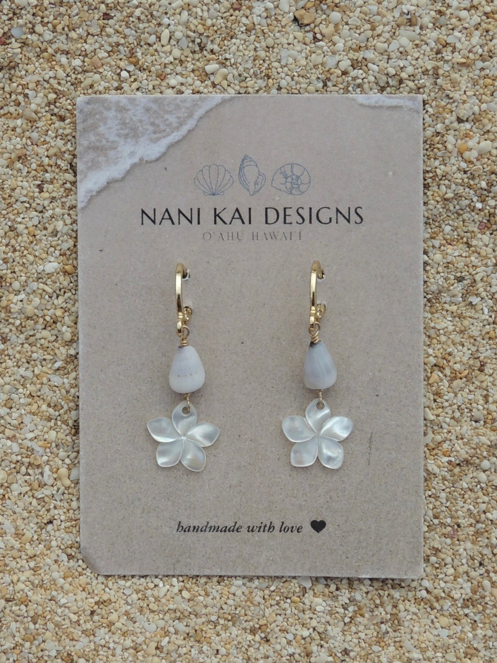 Cone Shell / Plumeria Charm Huggies