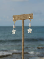 Cone Shell / Plumeria Charm Huggies